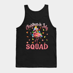 Flamingo Christmas In July Squad Funny Summer Xmas Tank Top